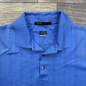 Nike Tiger Woods Golf Polo Shirt Mens Sz M Blue Dri Fit Jacquard Knit Collection